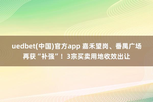 uedbet(中国)官方app 嘉禾望岗、番禺广场再获“补强”！3宗买卖用地收效出让