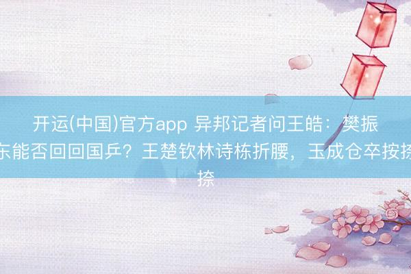 开运(中国)官方app 异邦记者问王皓：樊振东能否回回国乒？王楚钦林诗栋折腰，玉成仓卒按捺