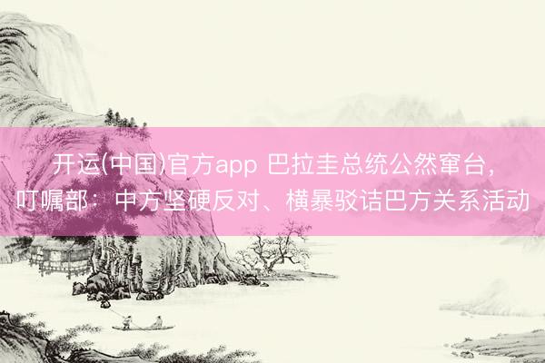 开运(中国)官方app 巴拉圭总统公然窜台，叮嘱部：中方坚硬反对、横暴驳诘巴方关系活动