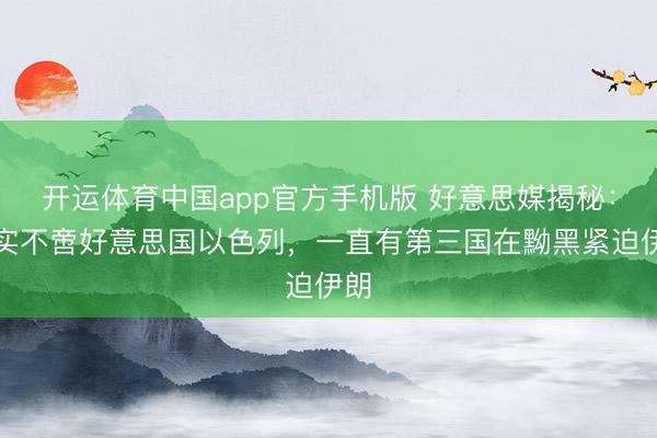 开运体育中国app官方手机版 好意思媒揭秘：其实不啻好意思国以色列，一直有第三国在黝黑紧迫伊朗