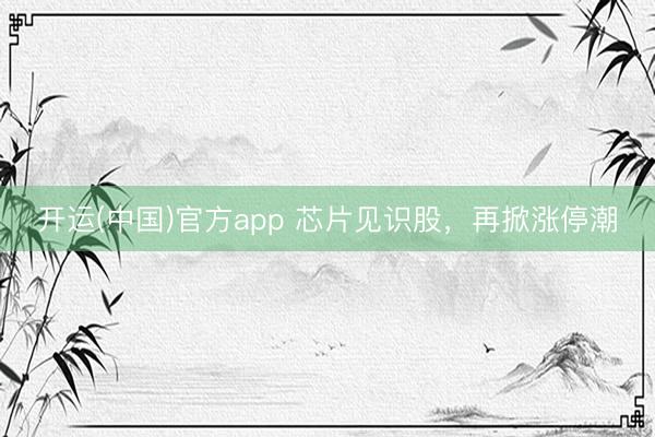 开运(中国)官方app 芯片见识股，再掀涨停潮